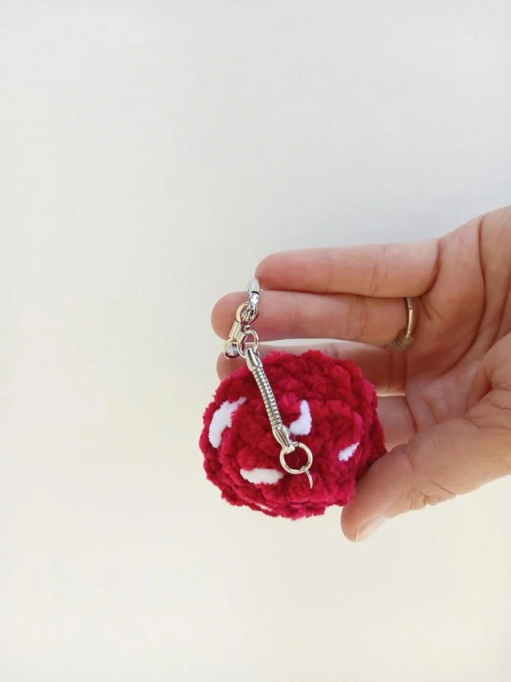 Crochet stuffed mushroom keychain - Picture 3 of 5